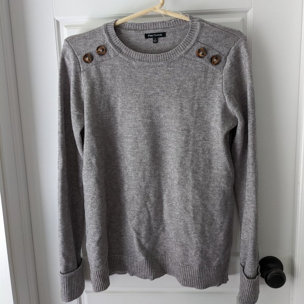 Pink Clover Carson Crew Neck Button Detail Pullover